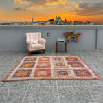 Vintage Handwoven Adana Kilim Cicim Technique Earring Motif 5.81x7.44 ft