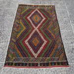 Vintage Handwoven Oushak Kilim Cicim Technique 6.04 x 9.19 ft - Image 2