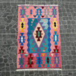 Vintage Kilim Boho Decor Kilim Rug 2.40x3.51 ft - Image 2