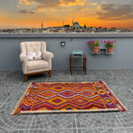 Vintage Antalya Kilim Comb Motif 3.84x5.58 ft