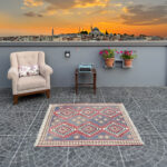 Turkish Vintage Rug - 3.64 x 4.33 ft