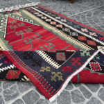 Vintage Konya Kilim Handwoven Mihrab Design Handmade Obruk Carpet 3.94 ft x 5.77 ft - Image 4