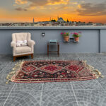 Vintage Van Handwoven Kilim, Star Motif 4.27x6.56 ft