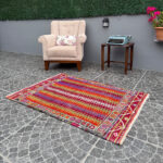 Vintage Turkish Rug Cicim Kilim from Selendi Manisa 3.11x4.52ft - Image 3