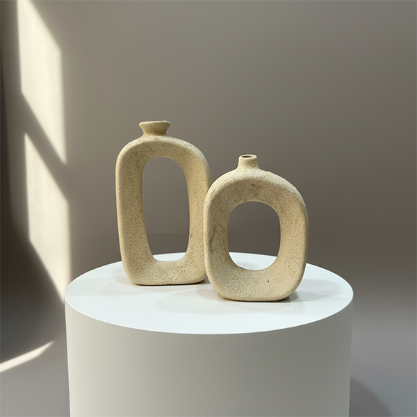 Handmade ceramic vase set 18x26 cm Feng Shui-inspired sculptural decor from Cappadocia