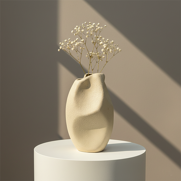 Unique handmade ceramic vase with organic asymmetrical form, Feng Shui inspired, crafted in Cappadocia (19x25 in / 48x63 cm).