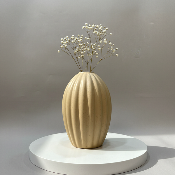 Handmade ceramic vase 20x36 cm with ripple design inspired by Feng Shui, crafted in Cappadocia