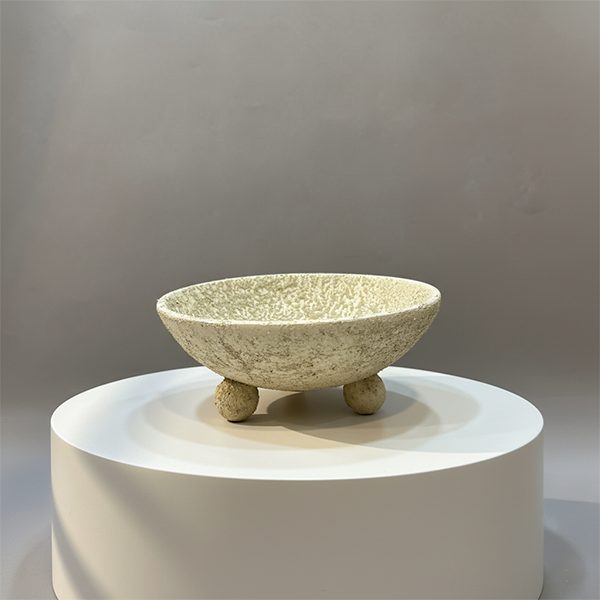 Unique handmade ceramic bowl vase with tripod base, Feng Shui inspired, crafted in Cappadocia (9x10 in / 23x26 cm)