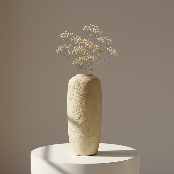 Handmade ceramic vase 20x46 cm with textured matte finish inspired by Feng Shui, crafted in Cappadocia