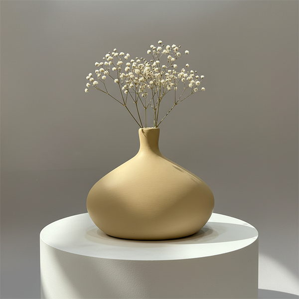 Handmade ceramic vase 35x32 cm (14x13 inch) with smooth matte finish inspired by Feng Shui, crafted in Cappadocia
